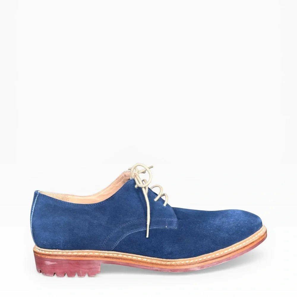 Beckett Simonon Blue Suede Derby Shoes | Lug Sole | Size 12 | Good Condition - Picture 7 of 13
